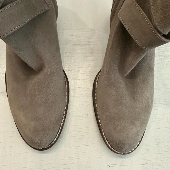 Sam Edelman Women’s ZipUp Pointed Toe Gray/Tan Leather Heeled Booties Sz 8M GUC - Picture 4 of 15